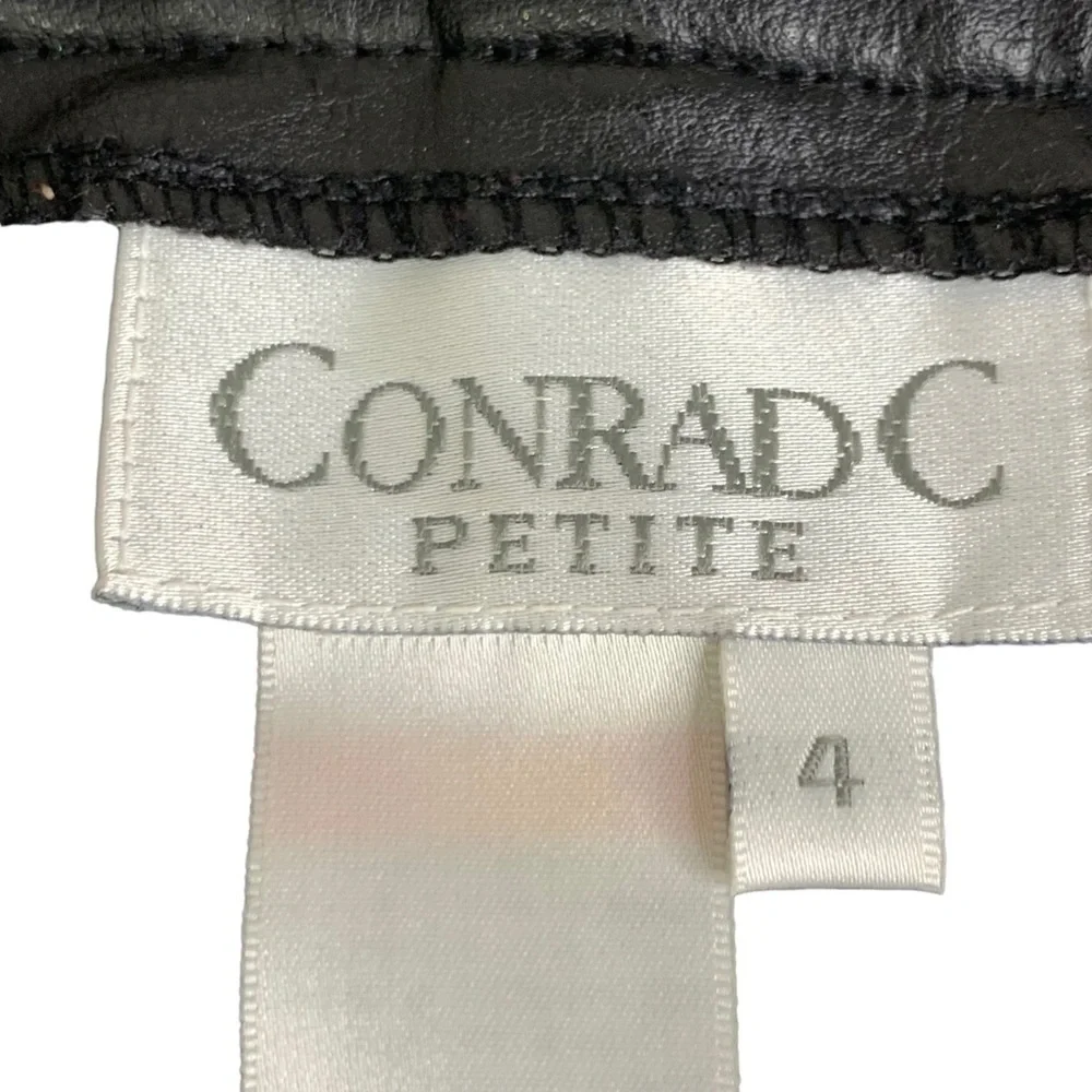 Conrad C Women’s High Waist Black Faux Leather Straight Leg Size 4 Petite New